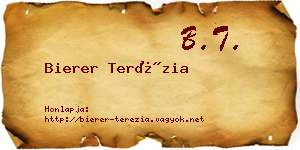 Bierer Terézia névjegykártya